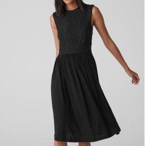 Whistles Eyelet Crochet Midi Dress Black Small